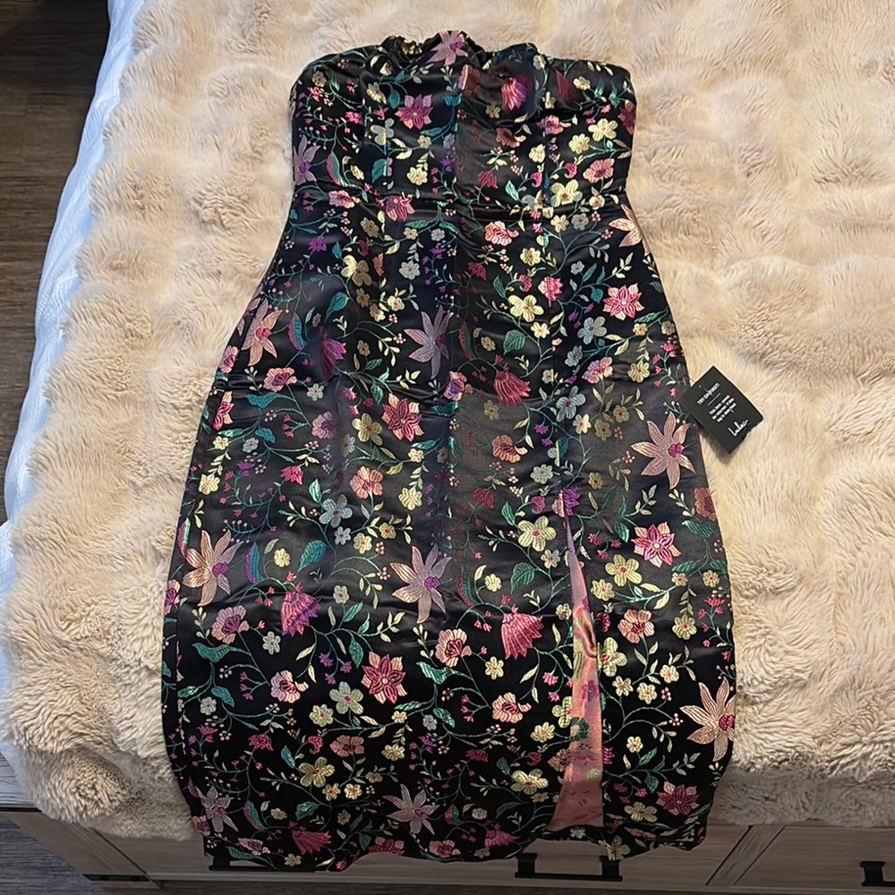 Lulus Floral Strapless Dress nwt
